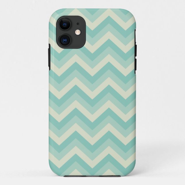 Funda De Case-Mate Para iPhone Patrón azul zigzag Aqua (Reverso)