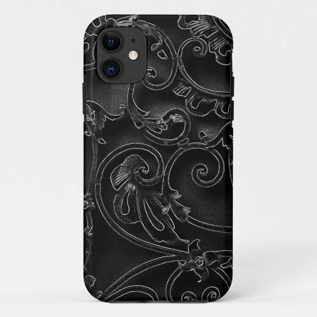 Funda De Case-Mate Para iPhone Patrón barroco gótico negro (Reverso)