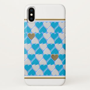 X Patrón bávaro azul y blanco. Cas para iPhone funda