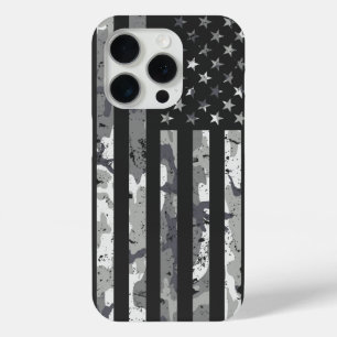 Funda Para iPhone 15 Pro Patrón blanco de camuflaje militar de la bandera e