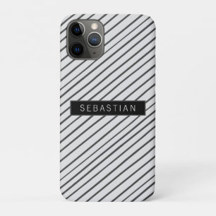 Funda Para iPhone 11 Pro Patrón blanco gris a rayas personalizado