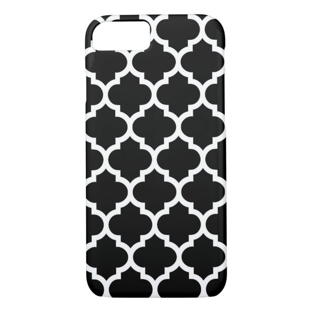 Funda De Case-Mate Para iPhone Patrón blanco negro de quatrefol marroquí #5 (Reverso)