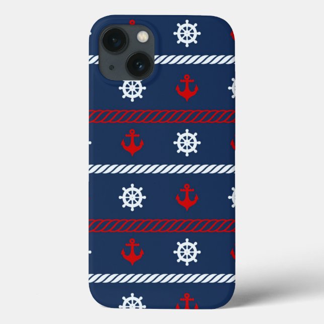 Funda De Case-Mate Para iPhone Patrón Blanco Rojo Y Océano Azul (Reverso)