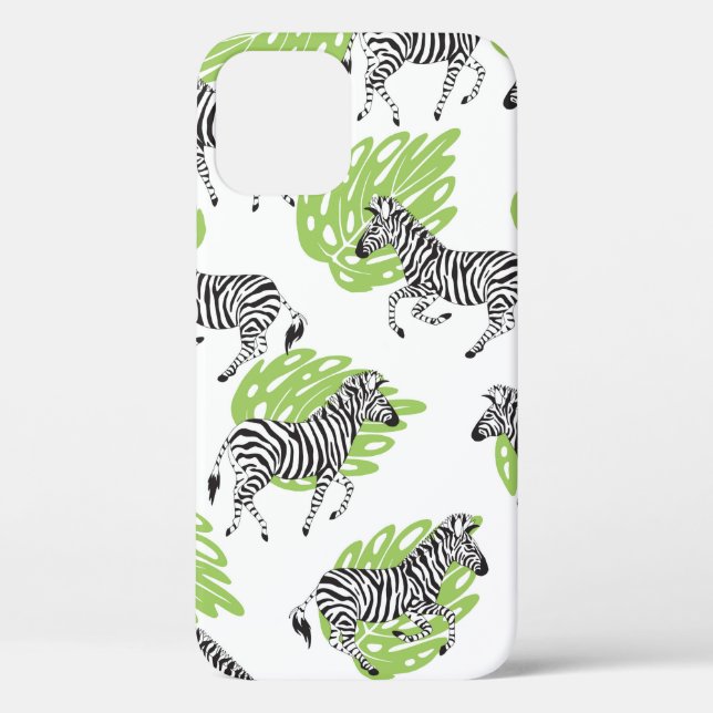 Funda De Case-Mate Para iPhone Patrón blanco sin foco con cebras. ilustracion (Reverso )