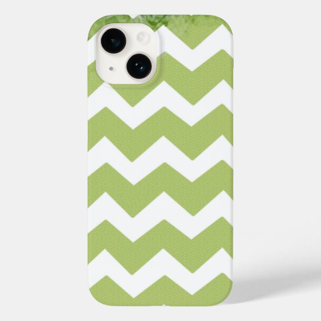 Funda De Case-Mate Para iPhone Patrón blanco verde Chevron (Reverso )