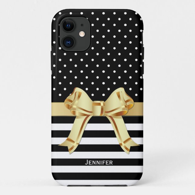 Funda De Case-Mate Para iPhone Patrón blanco y negro de moda (Reverso)