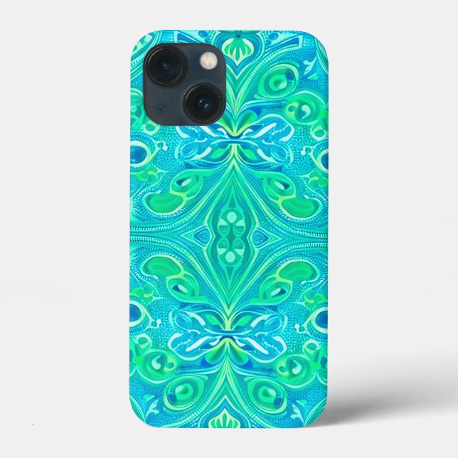 Funda De Case-Mate Para iPhone Patrón bohemio acuamarino arábigo (Reverso )
