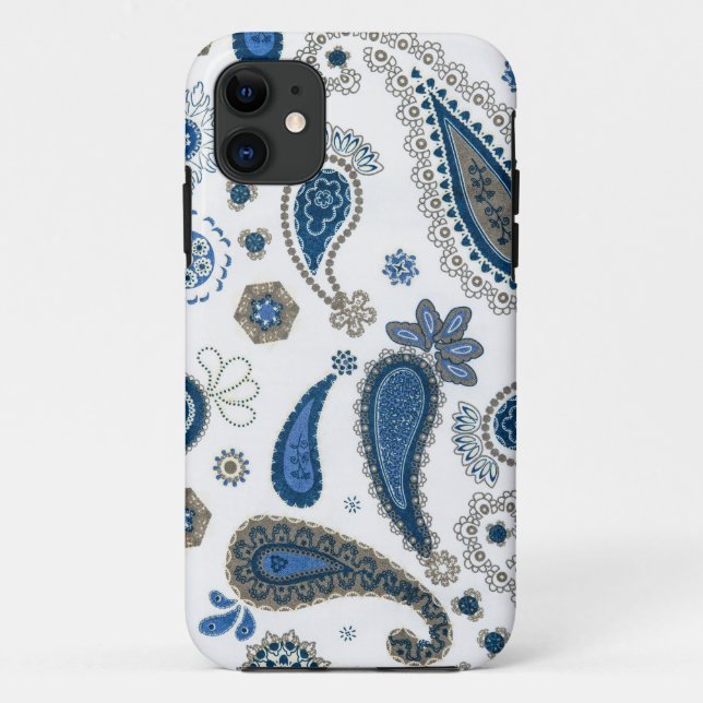 Funda De Case-Mate Para iPhone Patrón bohemio azul paisley (Reverso)