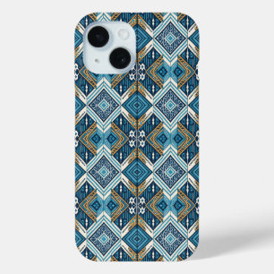Funda Para iPhone 15 Patrón boho simétrico azul 18583 b xl