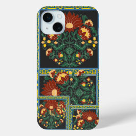 Funda Para iPhone 15 Mini Patrón botánico de arte popular floral tradicional