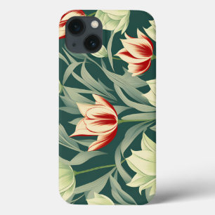 Funda Para iPhone 13 Patrón botánico de tulipanes de época