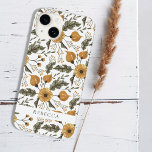 Funda Para iPhone 14 De Case-Mate Patrón botánico floral Blanco Dorado Nombre person<br><div class="desc">Patrón Botánico Floral Caso para iPhone de verano blanco dorado</div>