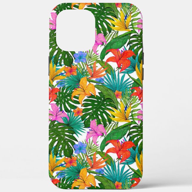 FUNDA DE Case-Mate PARA iPhone PATRÓN BOTÁNICO FLORAL TROPICAL (Reverso )