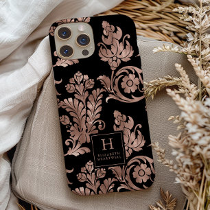 Funda Para iPhone 14 De Case-Mate Patrón Botánico Ornamentado Monograma Rosa Oro Neg