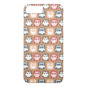 Funda Para iPhone 8 Plus/7 Plus Patrón Búho Beige Tan