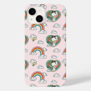 Funda Para iPhone 14 De Case-Mate Patrón cardíaco arcoiris Snoopy & Woodstock