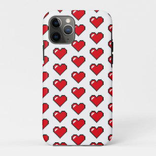 Funda Para iPhone 11 Pro Patrón cardíaco de píxeles de 8 bits rojo