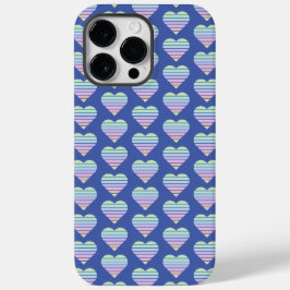 Funda Para iPhone 14 Pro Max De Case-Mate Patrón cardíaco rayado de arcoiris Pastel Amor azu