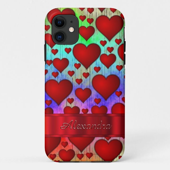 Funda De Case-Mate Para iPhone Patrón cardíaco romántico personalizado (Reverso)