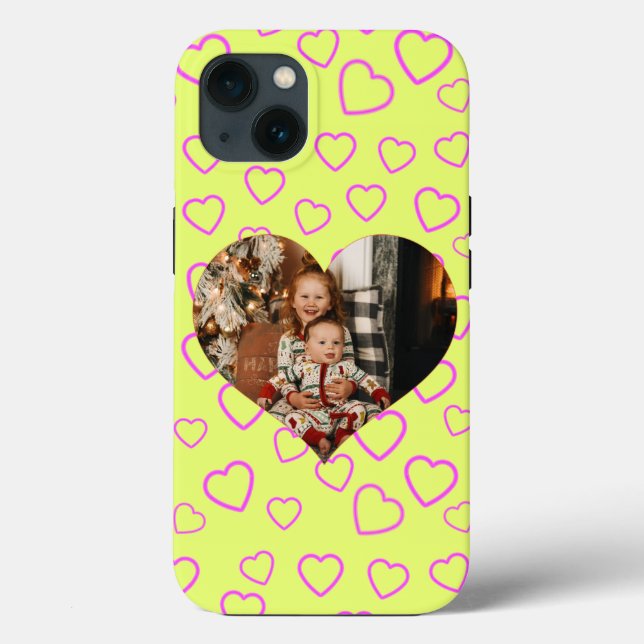 Funda De Case-Mate Para iPhone Patrón cardíaco rosado Personalizado de fondo amar (Reverso )