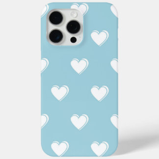 Funda Para iPhone 15 Pro Max Patrón cardíaco simple de corte blanco azul
