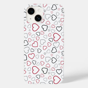 Funda Para iPhone 14 De Case-Mate Patrón Carmin Red Gray Happy Hearts
