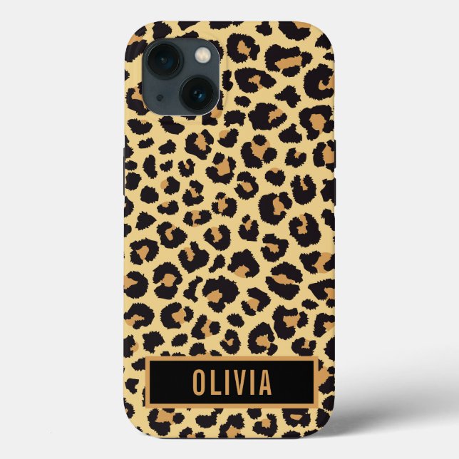 Funda De Case-Mate Para iPhone Patrón clásico de impresión de leopardo de nombres (Reverso )