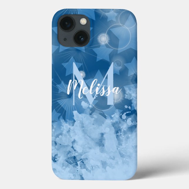 Funda De Case-Mate Para iPhone Patrón clásico de las estrellas azules Nombre mode (Reverso)