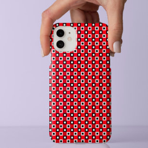 Funda Para iPhone 11 Patrón clásico rojo negro y blanco a cuadros
