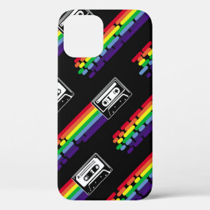 Funda Para iPhone 12 Patrón colorido sobre fondo negro. Caso compacto