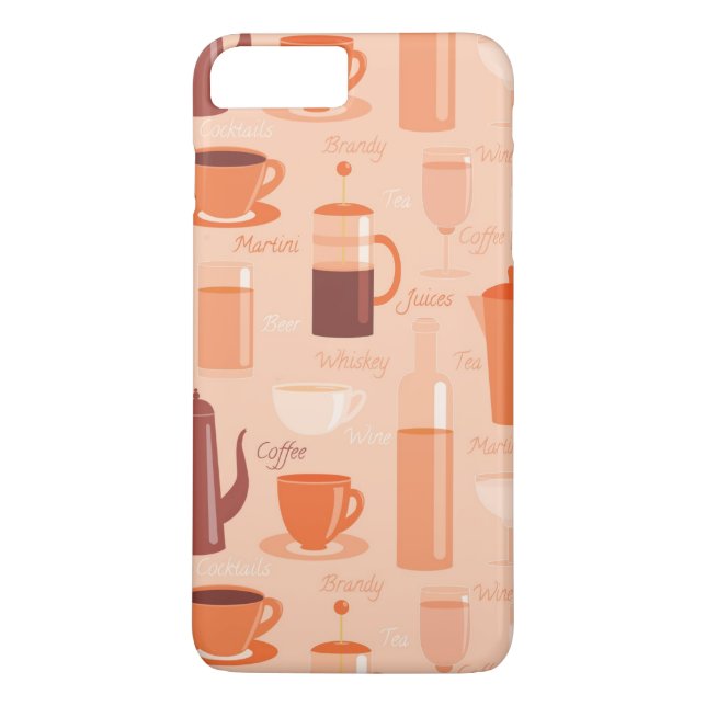 Funda De Case-Mate Para iPhone Patrón con bebidas y texto (Reverso)