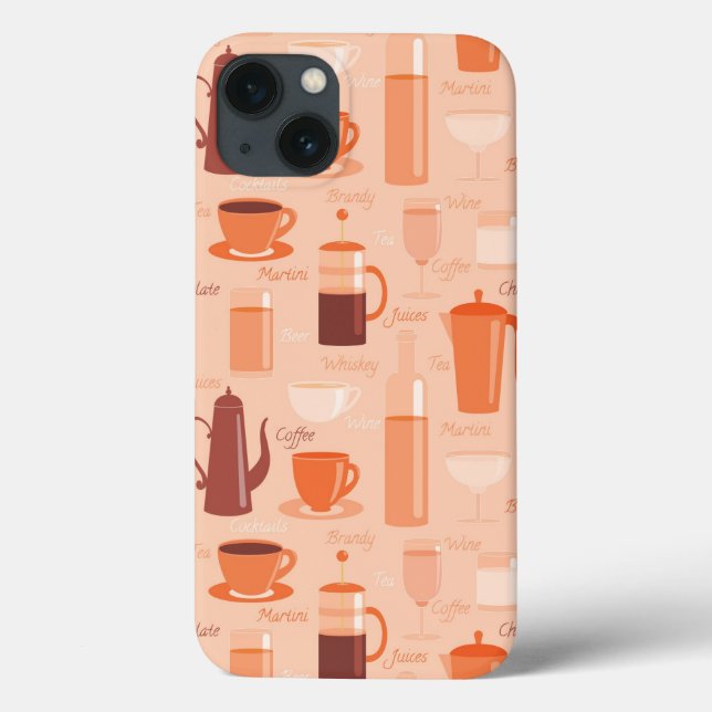 Funda De Case-Mate Para iPhone Patrón con bebidas y texto (Reverso)