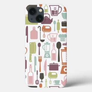 Funda Para iPhone 13 Patrón con coloridos iconos de cocina