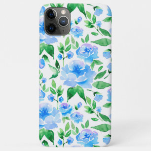 Funda Para iPhone 11 Pro Max Patrón con flores de color azul