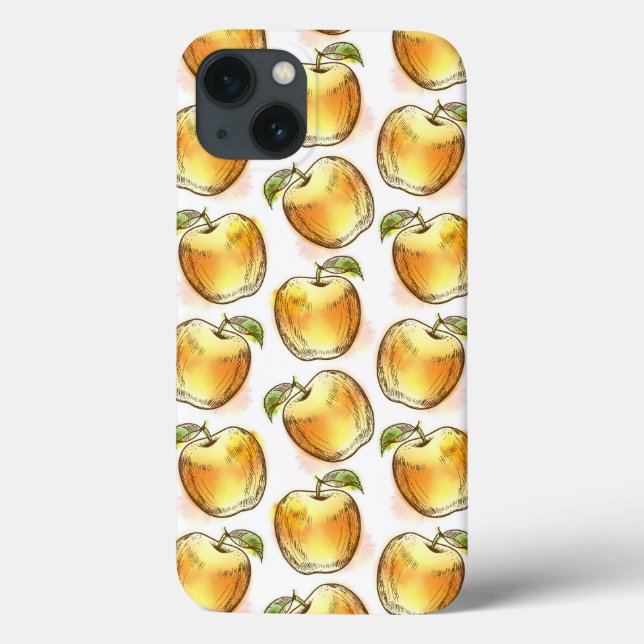 Funda De Case-Mate Para iPhone Patrón con manzana amarilla (Reverso)