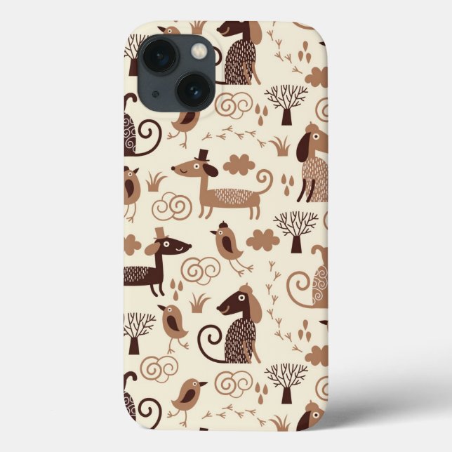 Funda De Case-Mate Para iPhone patrón con perros lindos (Reverso)