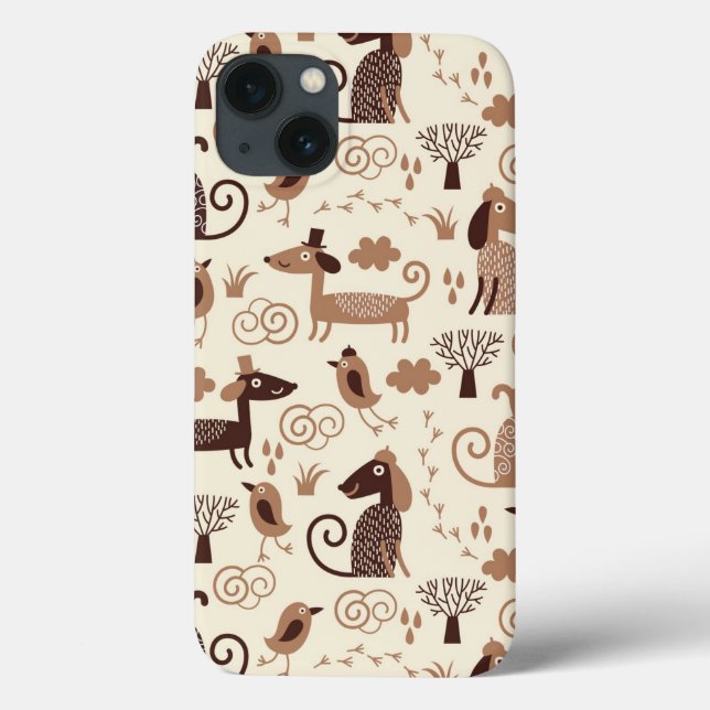 Funda De Case-Mate Para iPhone patrón con perros lindos (Reverso)