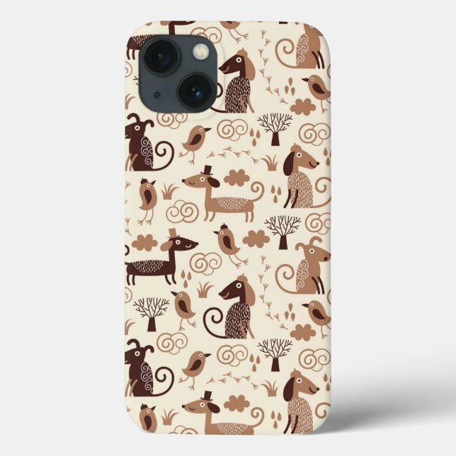 Funda De Case-Mate Para iPhone patrón con perros lindos (Reverso)