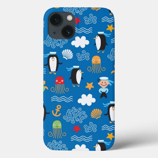 Funda De Case-Mate Para iPhone patrón con temática marina (Reverso)