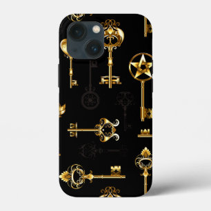 Funda Para iPhone 13 Mini Patrón continuo con llaves doradas