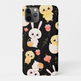 Funda Para iPhone 11 Pro Patrón continuo de adorables pollitos y conejos de