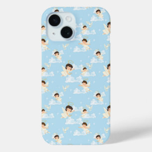 Funda Para iPhone 15 Patrón continuo de ángeles y palomas de dibujos an