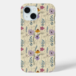 Funda Para iPhone 15 Patrón continuo de flores silvestres caprichosas