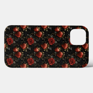 Funda Para iPhone 13 Patrón continuo de fresas y rosas barrocas