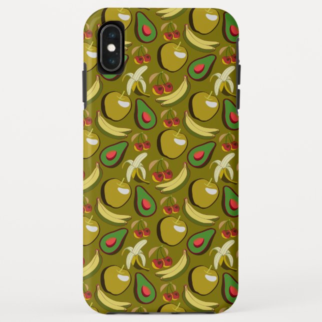 Funda De Case-Mate Para iPhone Patrón continuo de frutas tropicales amarillo (Reverso)