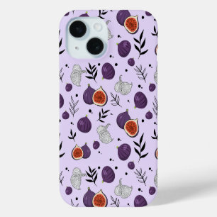 Funda Para iPhone 15 Patrón continuo de higos y hojas a la acuarela