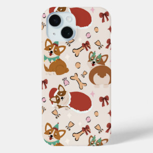 Funda Para iPhone 15 Patrón continuo de Navidad adorable de Corgi