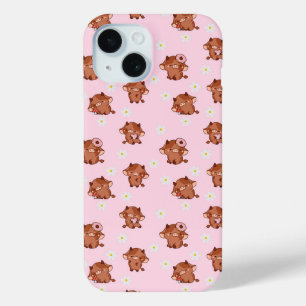 Funda Para iPhone 15 Patrón continuo de vacas de las tierras altas kawa