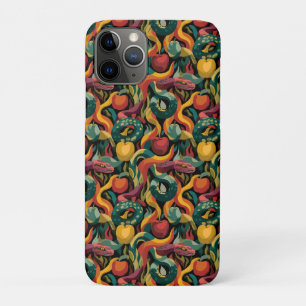 Funda Para iPhone 11 Pro Patrón continuo vibrante con serpientes y manzanas
