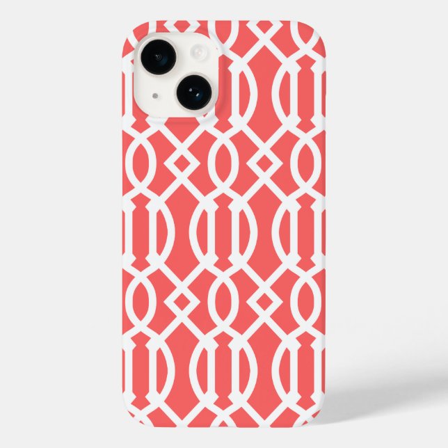 Funda De Case-Mate Para iPhone Patrón Coral Modern Trellis (Reverso )